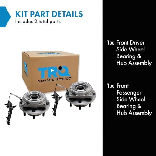 Image of TRQ 2 Piece Front Passenger Side Wheel Bearing & Hub Assembly Set 4WD Compatible with 2017-2022 Ford F-350 Super Duty