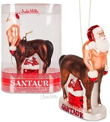 Santaur Hand Blown Glass Holiday Ornament