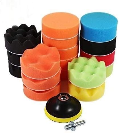 19Pcs 3" Polishing Sponge Pad Set, Foam Buffing Pad Kit with M10 Drill Adapter for Car Polisher Sanding Waxing Sealing Glaze