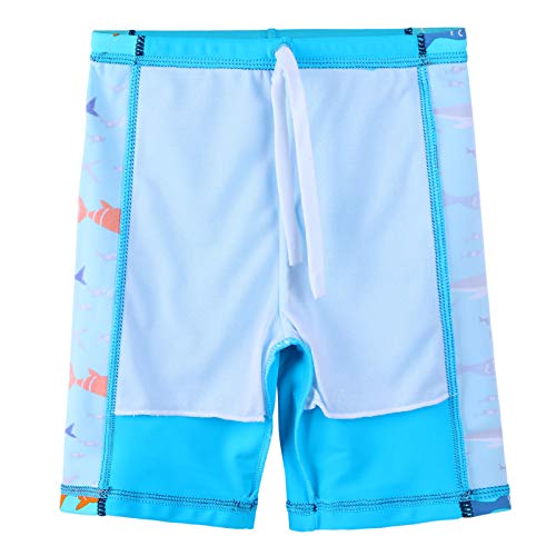 TFJH E Roupa de banho infantil de manga comprida com proteção solar FPS 50+, Peixe azul, 5-6 anos