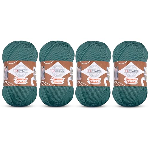 Troyarn Summer Stretch Acrylic Yarn for Crocheting - 4 Skeins