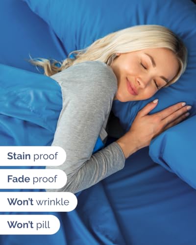 Image of Extra Deep Flex Top Split Head King Sheet Set - 6 Piece Breathable and Cooling Sheets - Hotel Luxury Bedding for Women, Men, Kids & Teens - Easy Secure Fit - Extra Deep Pockets - Royal Blue