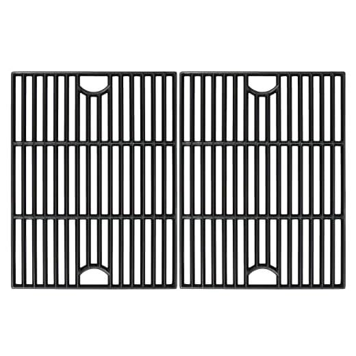 Hisencn Grill Grates Replacement for Nexgrill 4 Burner 720-0830H 720-0783E, 5 Burner 720-0888N, Uniflame, Kenmore Gas Models, 17 x 13.25 Inch Matte Porcelain Cast Iron Cooking Grids Repair Parts