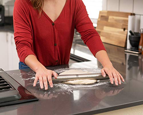 Professional Tapered French Rolling Pin - Stainless Steel Rolling Pin with Measurements - Adjustable Weight, Non-stick, Dough Cooling - Roller for Baking, Fondant, Cookies, Pie Crust, and Pastries - Thumbnail 3