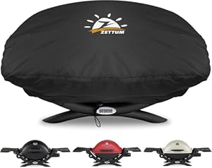 Zettum Grillabdeckung für Weber Q200/2000 Serie, Grill Abdeckung für 7111 Grill Heavy Duty&Wasserdicht, PU abdeckhaube für Weber Q2200, Q2000, Q2400, Q200, Q220 und mehr (83 L x 49 W x 38 H cm)