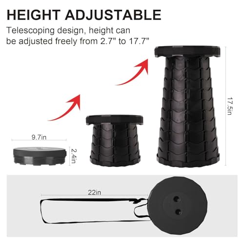 Image of Doseno Upgraded Foldable Stool Thickened, Portable Collapsible Stool Retractable Stool for Fishing, Hiking Tours, BBQ, Parties, Outdoor Activities