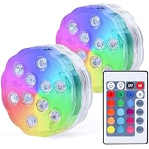 AquaMiracle Submersible LED Lights with Remote Waterproof Battery Operated, Multi Color Changing Hot Tub Lights for Shower, Pool, Pond, Aquarium, Bath, Party, Vase Decoration 2-Pack