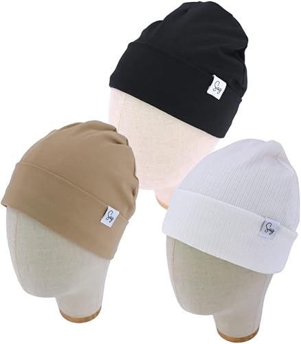 Miniatura 2 de Gorro de Jersey para Bebés Recién Nacidos Niños y Niñas con Forro de Satén Sedoso Gorros Boina Niños Pequeños Bebés Niños Pequeños Gorros