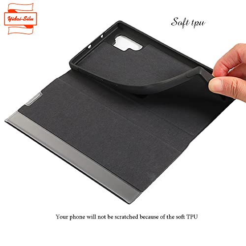 Yidai-Silu For Galaxy S22 Ultra Smart Case 【Business,Smart Window, Wake/Sleep Function 】 Leather Flip View Case Shockproof Anti-Scratch Stand Tpu Folio Cover For Samsung Galaxy S22 Ultra 6,8" - Black #TOP7
