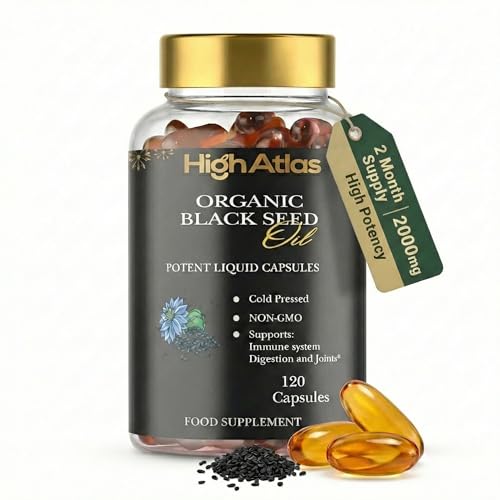 Organic Black Seed Oil Capsules - 2 Month Supply - 120 Count Softgels (2000mg Per Serving) High Potency, Organic Cold Pressed Nigella Sativa Oil (Non-GMO)