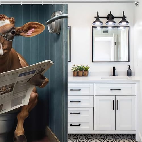 Rideau de douche vache en tissu imperméable durable avec crochets