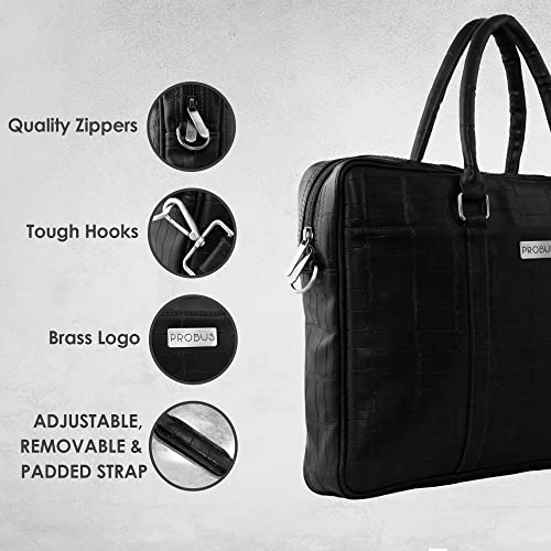 Image of Probus 13-Inch / 14 Inch / 15.6 Inch Vegan Leather Laptop Messenger Bag Sleeve Case Cover for MacBook Office Executive
