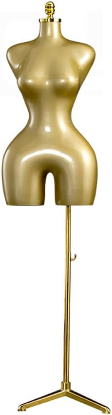 Professional Dress Form Mannequin, Gold Metallic Torso with Adjustable Stand , Plus Size Sexy Clothing Display Dummy Spray-Painted CQ-01 Pale-Gold