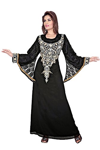 Caftan femme noir et maxi robe élégante Kkpf17142