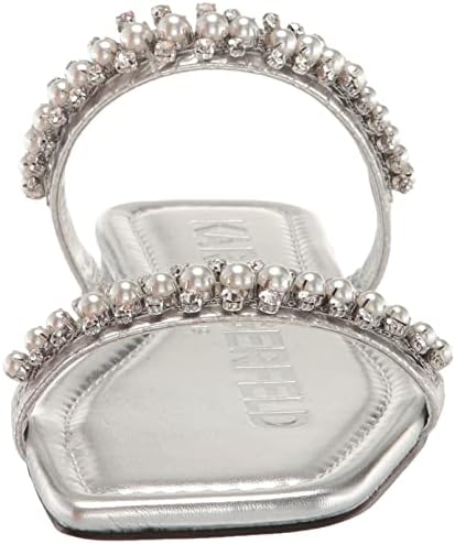 Karl Lagerfeld Paris Women's Payzlee Embellished Flat Sandal Slide, Silver, 7.5 | Image 1