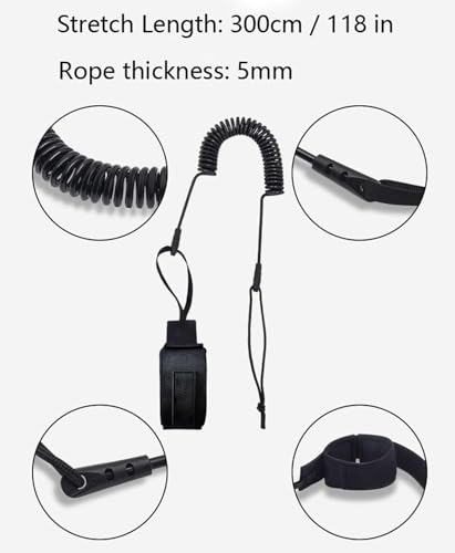 Surf SUP Board Leine,sup Leine,Kajak Paddel Leine,Anti-verschränkung Und Elastisch Dehnbar Surfboard Leash,Aufgerollte TPU Stand Up Paddle Board Fesselriemen Fußschlaufe, mit wasserdichte Handytasche