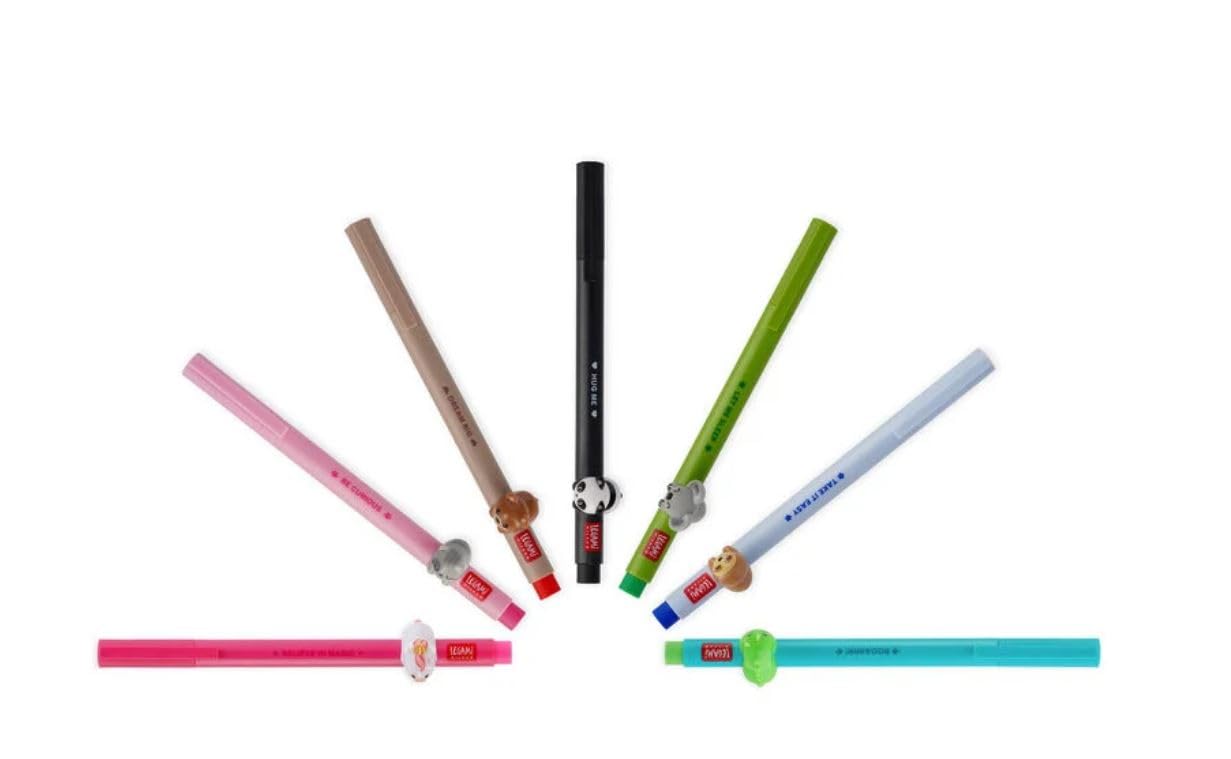 tinta unita Legami Lovely Friends - Juego de 7 bolígrafos de gel
