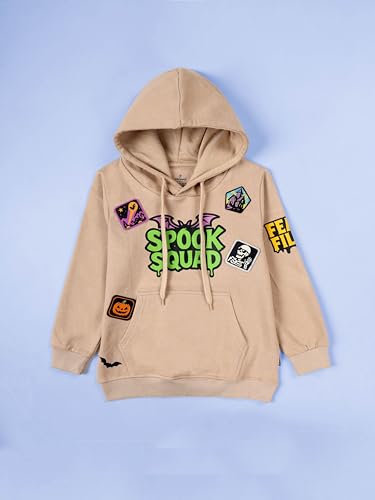 Image of Kiddopanti Unisex Solid Pullover Hooded Fleece Sweatshrit | Cotton Poly Fleece Fabric | Waist Length, Full Sleeve Hoodie | 2 Kangaroo Pockets | Winter Wear for Boys & Girls