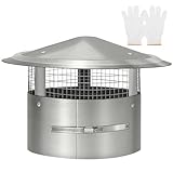 Bootuu 8 Inch Round Chimney Cap, 8 Inch Tapered Top Chimney Cap with Screen, 8 Inch Chimney Cap with Fastening Device with Screen, Stovepipe Finial, stainless steel
