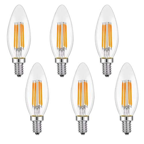 Lampadina LED vintage a candela C35, 4W, bianco caldo, di ricambio per lampadario, attacco E12 E14, lampadine Edison a candelabro (C35 E12 220V)