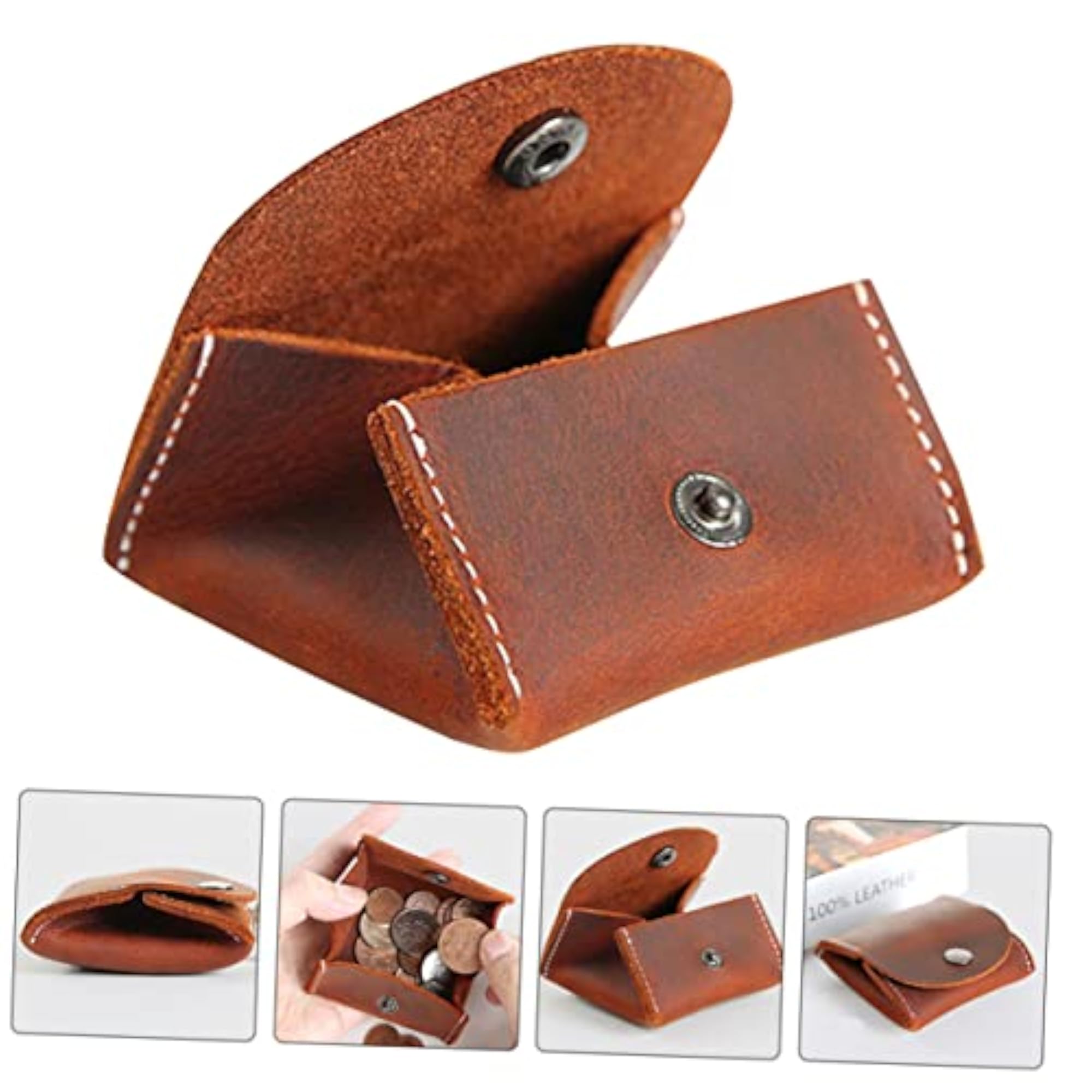 Men's Leather Coin Pouch, Vintage Style Organizer