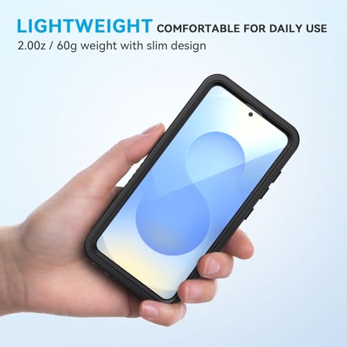 Image of Lanhiem for Samsung Galaxy S25 Phone Case, IP68 Waterproof Dustproof, Built-in Screen Protector, Rugged Full Body Shockproof Protective Cover for Galaxy S25, Black