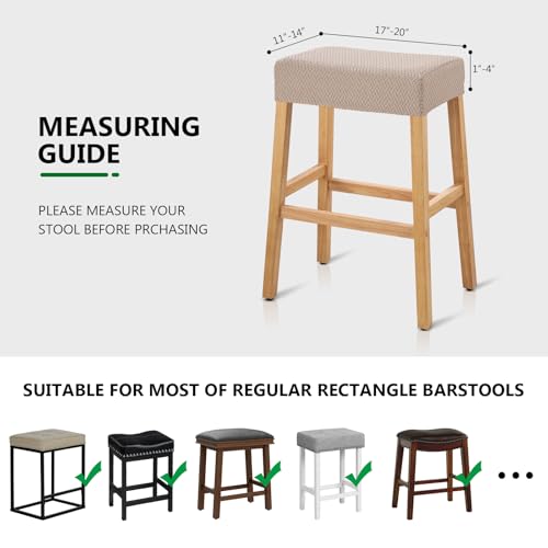 Image of YISUN Stool Covers Rectangle - 2 Pack Stretch Waterproof Saddle Seat Cover Counter Bar Stools Bar Chairs Covers Kitchen Island Chairs Cushion Protector