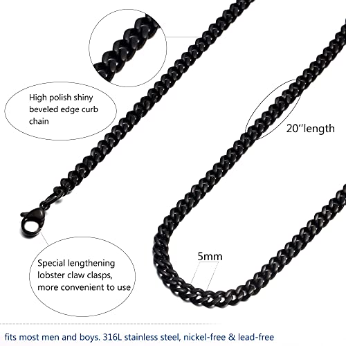 Ieftop Boyfriend Gifts Boyfriend Necklace, Stainless Steel Black Cuban Link Chain For Men Boyfriend Jewelry Birthday Christmas Gifts For Boyfriend Anniversary Valentines Day Gifts For Boyfriend Him #TOP4