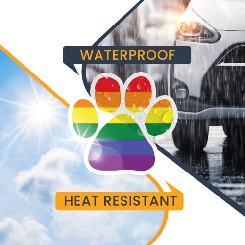 Image of Magnet Me Up LGBTQ Pawprint Magnet Decal, 2 Pack, 5 Inch, Heavy Duty Automotive Magnet for Car Truck SUV, in Support of Gay Pride and Gay Rights