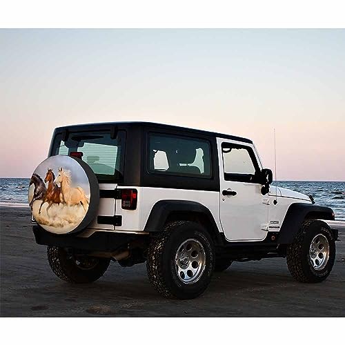 Image of Horses Runing Spare Tire Cover Group of Horse Wild Animal Run Gallop in Wind Sand Weatherproof Universal Wheel Protectors Camper Tire Covers for Trailer Rv Travel(17 inch)