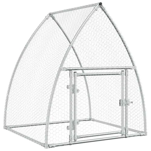 vidaXL Jaula para Gallinas, Caseta para Pollos Patos Conejos, Recinto para Animales, Gallinero para Jardín Patio, Acero Galvanizado Plateado