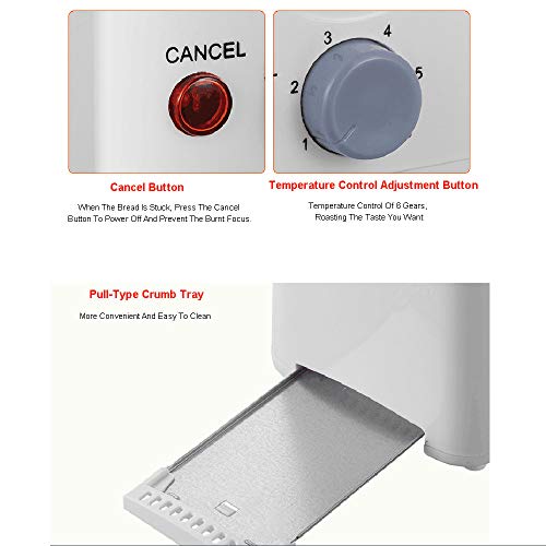 Toaster 2er 680 (W), Toaster Retro Mit Anti-Card-Design, KrüMelschublade Ziehen, Temperaturregelung Mit 6 Gangstellungen… – Bild 3