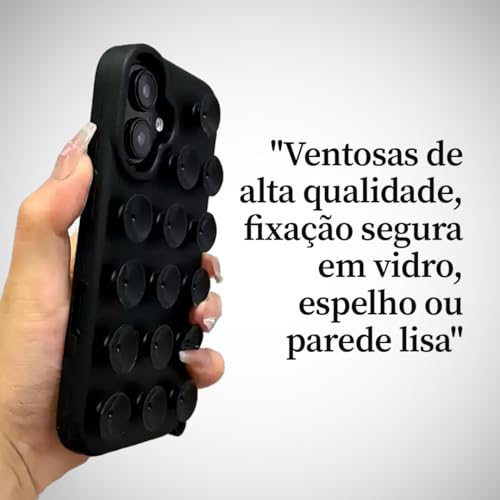 Capa Ventosa de sucção para Celular Silicone, Compatível com iphone, Capinha, Case, Suporte Versátil