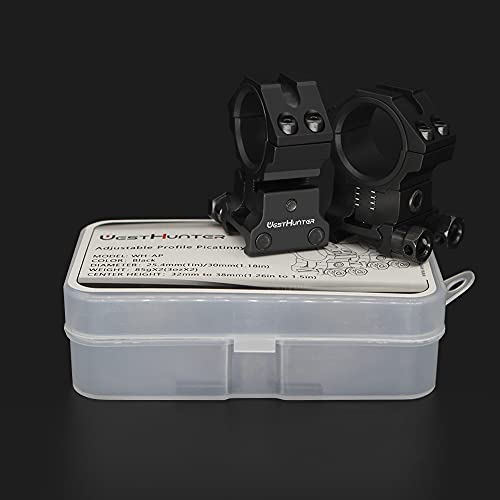 Westhunter Optics Adjustable Height Picatinny Scope Rings, 1 Inch 30 Mm Precision Scope Mount | Black #TOP5