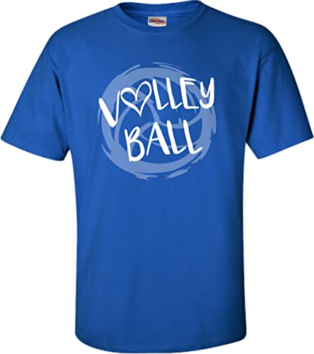 Go All Out Large Royal Blue Adult Volleyball Distressed Ball T-Shirt