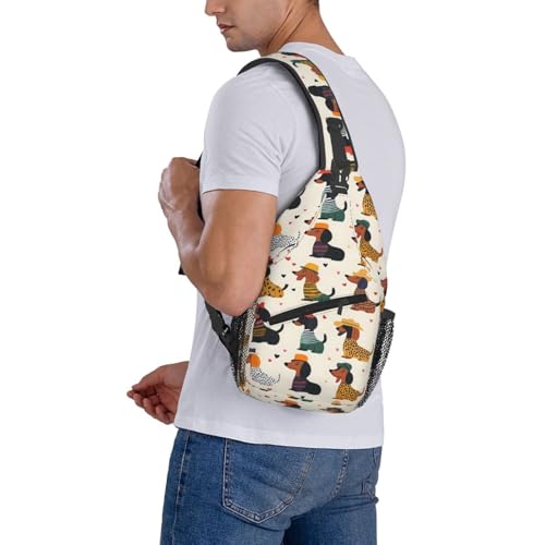 Sac à bandoulière teckel coloré imprimé pour homme et femme voyage - 2