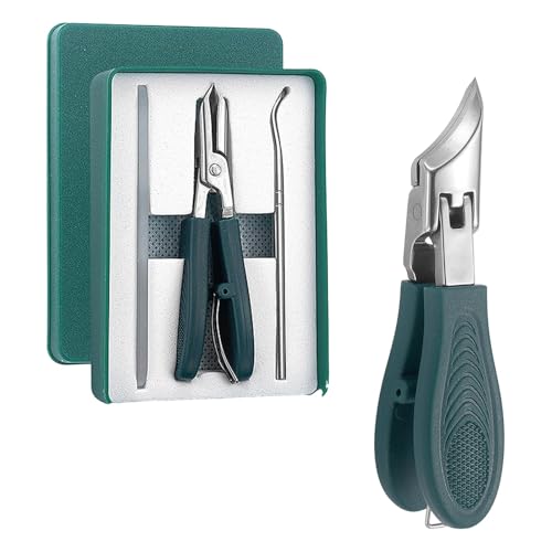 Set di tagliaunghie di precisione, in acciaio inox, bordi obliqui, strumenti professionali per la cura delle unghie, con custodia, verde