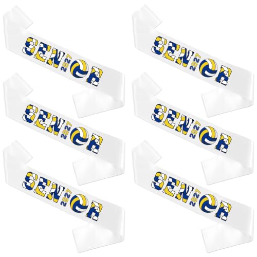 Aposwow Volleyball Senior Sashes 2027, 6 Pack White Graduation Celebration Sash Volleyball Theme Letters, Sport Themed Cheer Grad Class of 2027 Senior Night Decorations Supplies