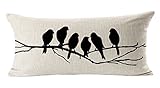 EachWell Birds Batterflies Sofa Cotton Linen Throw Pillowcase Decorative Cushion Cover Pillow Cover Lumbar Pillow Case 12