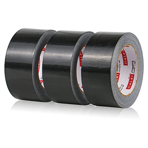Jialai Home 3 Pack Heavy Duty Black Duct Tape, 2 Inches X 30 Yards, 8.27 Mil, Strong, Flexible, No Residue, All-Weather And Tear By Hand - For Repairs, Industrial, Professional Use #TOP18