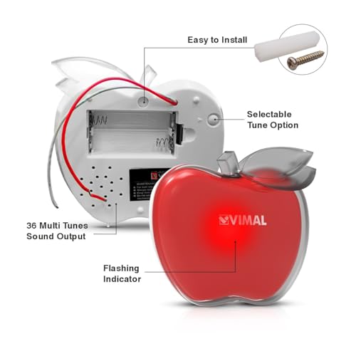 Image of Vimal Appy Digital Multitunes Musical Door Bell with Selectable Music & Flashing Indicator, (Multicolour)