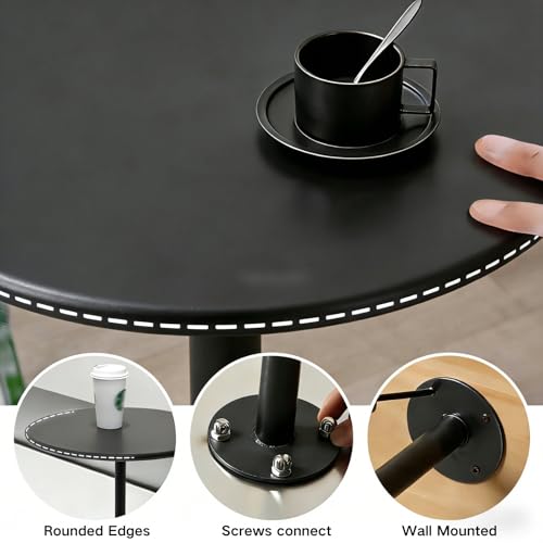 Plateau mural rond noir 30 cm LPe pour table basse - 6