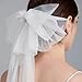 Cliory White Tulle Bow Veil Bride Bow Veil Clip White Hair Bow Veil Bridal Hair Bow Veil Short Bridal Veil Bachelorette Party Hair Veil Accessories for Women and Girls