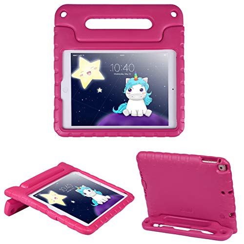 HDE iPad 6th Generation Case for Kids – iPad 9.7 inch 5th and 6th Generation Cases for Kids Shock Proof Protective Light Weight Cover with Handle Stand for Apple iPad 9.7 with Pencil Holder - Hot Pink