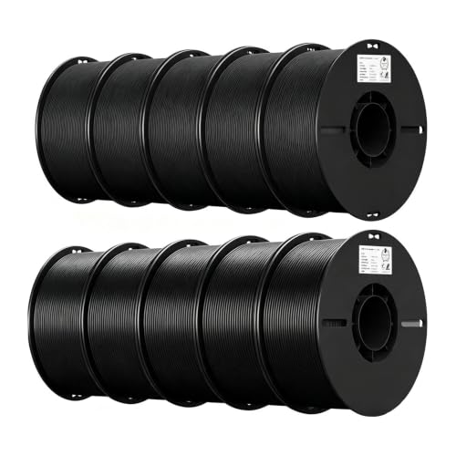 Image of Creality 10 Pack PLA 1.75mm Filament Bundle for 3D Printing with No-Tangling Strong Bonding and Overhang Performance, Accuracy + /- 0.02mm, Black