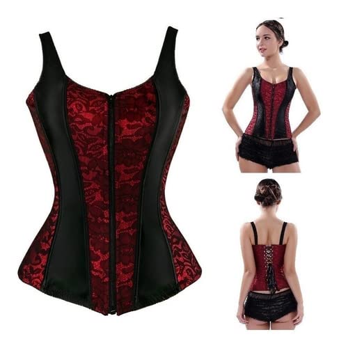 Corpete Corset Corselet Espartilho Cinta Modeladora W01 Cor:Preto C/Vermelho;Tamanho:M;Gênero:Femini