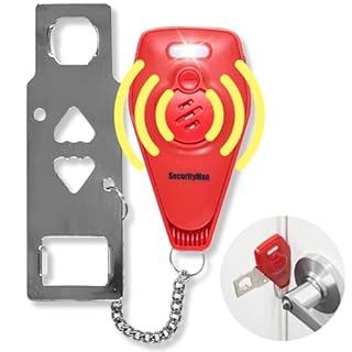 Securityman Portable Door Lock with Alarm | Hotel Door Locks for Travelers Security | Loud 130dB Door Security Device for Hotel Room, Apartment Home, & Travel Safety Inside for Women Children - Red
