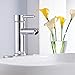 Greenspring Chrome Bathroom Faucets, Single Handle One Hole Bathroom Sink Faucet, Modern Commercial Lavatory Vanity Faucet with Cover Plate, Pop Up Drain with Overflow Included, Brass