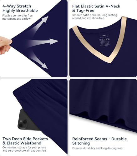 Image of WiWi Viscose from Bamboo Pajamas Set for Women Super Soft Short Sleeve Cooling Summer Plus Size Pjs Sets Sleepwear S-4X