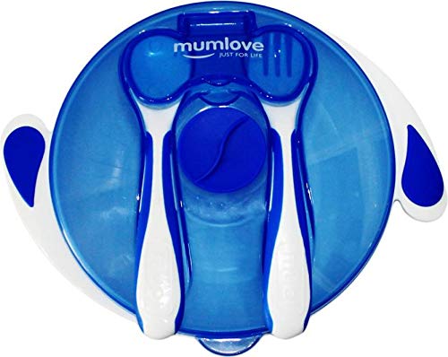 Honey Boo BPA-Free Baby Food Serve Bowl Container with Lid, 2 Heat and Temperature Sensing Spoons, Fork and Vacuum Suction Hold Combo Set